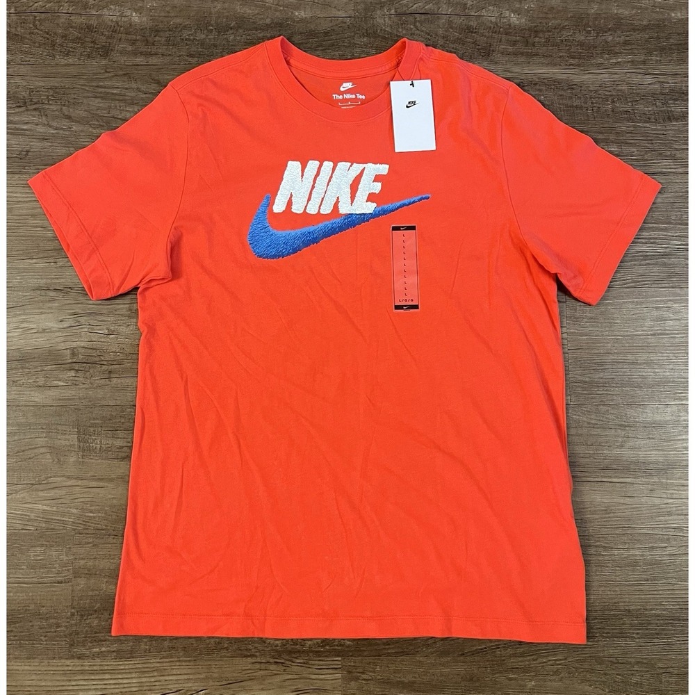Nike‎ Shirt Mens Large Red Blue White Spell Out Outdoor Cotton New Tee 2018 B8